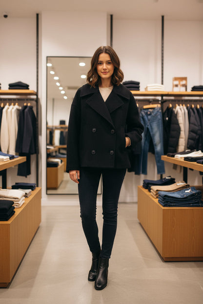 Modernt Kort Dubbelknäppt Kappa