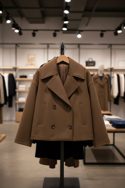 Modernt Kort Dubbelknäppt Kappa