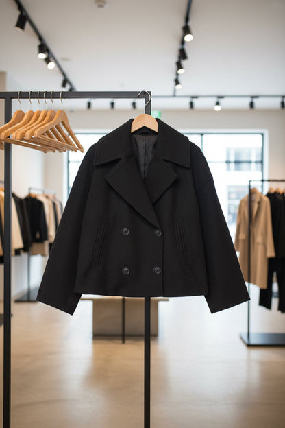 Modernt Kort Dubbelknäppt Kappa